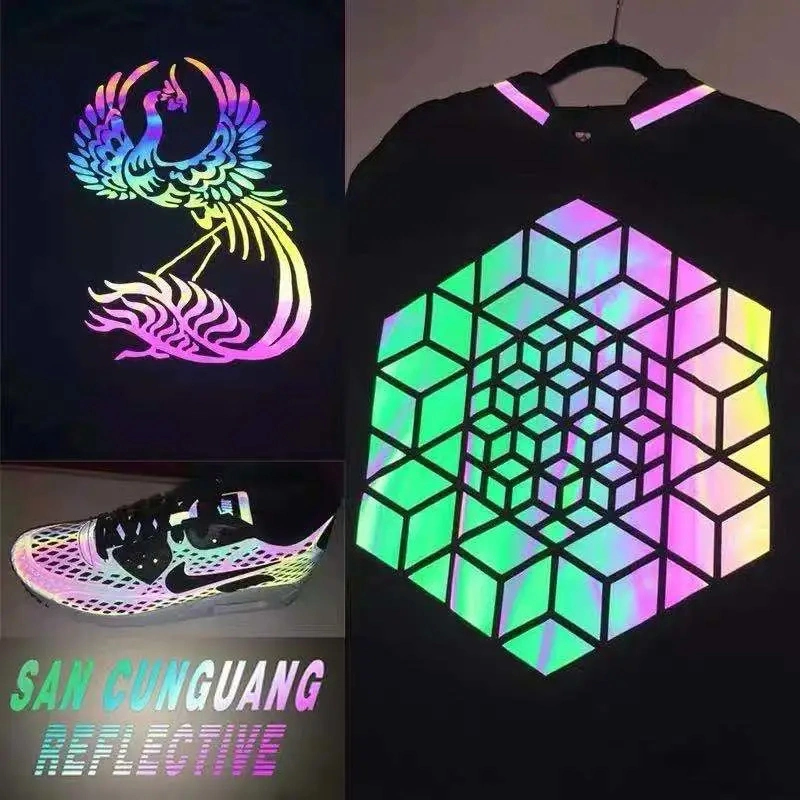 Rainbow Customized Heat Press Transfer Hologram Lettering High Refletivity Refletive Clothes Labels Vinyl