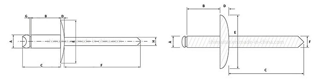 DIN7337 Remache Aluminio Blind Rivet Manufacturers Nails Blind Cap Standard Price Aluminum Countersunk Color Metal Brass Iron Stainless Steel Pop Blind Rivet