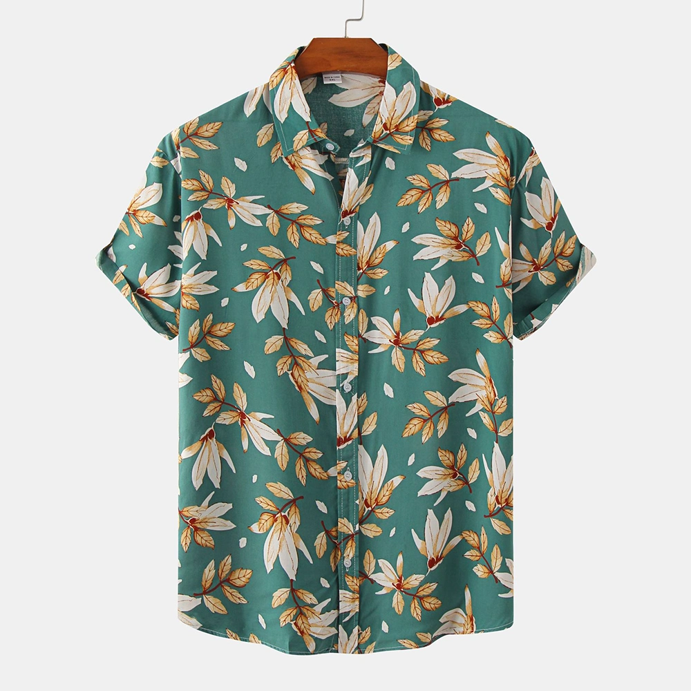 Men Hawaiian Shirts Short Sleeve Casual Button Down Beach Cloth